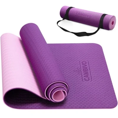 Abbildung von CAMBIVO Yoga Matte 183cm x 61cm, Gymnastikmatte Rutschfest &amp; Gepolstert, Dicke 8mm Yogamatte mit Tragegurt, Pilates Zuhause für Sport, Fitness, Workout