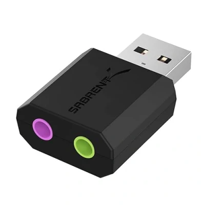 Abbildung von SABRENT USB Externe Soundkarte, auf Klinke 3,5mm, Kopfhörer Klinke, Audio zu Adapter (AU MMSA)