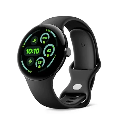 Abbildung von Google Pixel Watch 3 (45 mm) Android smartwatch with Heart Rate Tracking, Advanced Running from Fitbit, Fitness Insights, 24 Hour Battery Polished Silver Aluminium Case Porcelain Band LTE