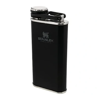 Abbildung von Stanley Classic Wide Mouth Flask 236 ml mit Never Lose Kappe Edelstahl Flachmann Weiter Öffnung zum Einfachen Befüllen und Einschenken BPA Frei Matte Black