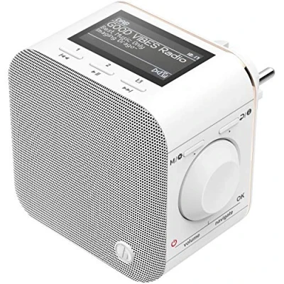 Abbildung von Hama Steckdosenradio DAB+/DAB Digitalradio klein(Plug in Radio mit DAB/DAB Plus/FM/Bluetooth/AUX 3,5mm,5cmDisplay,Radio Wecker,beleuchtetes Display,geeignet für die Steckdose)Steckdosen weiß