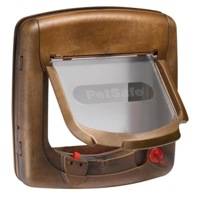 Abbildung von PetSafe Staywell Magnetische Katzenklappe Deluxe, Magnet Schlüssel gibt nur Ihrer Katze Zugang hält fremde Tiere draußen, mit 4 Verschlussoptionen, für Katzen bis zu 7 kg, Braun