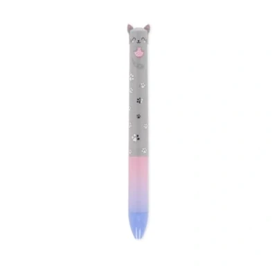 Abbildung von Legami Zweifarbig, blaue und rosa Tinte, Click&amp;Clack Stift, Ideal für Schule Büro Zuhause, 1 mm Spitzendurchmesser, Kitty Motiv