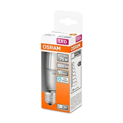 Abbildung von OSRAM LED Star Classic STICK, matte Lampe in Stabform für E27 Sockel, Tageslichtweiß (6500K), 1050 Lumen, Ersatz herkömmliche 75W Glühbirnen, 4er Pack