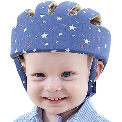 Abbildung von IULONEE Baby Helm Kleinkind Schutzhut Kopfschutz Baumwolle Hut Verstellbarer Schutzhelm (Sternenblau)