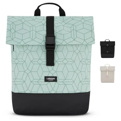 Abbildung von LARKSON Rucksack Damen &amp; Herren Grün Tammo Rolltop Daypack für Arbeit Uni Fahrrad Backpack mit 16 Zoll Laptop Fach Rückenpolsterung Wasserabweisend
