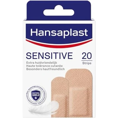 Abbildung von Hansaplast Sensitive Hautton Pflaster light (20 Strips), hautfreundliche und hypoallergene Wundpflaster mit Bacteria Shield &amp; sicherer Klebkraft, schmerzlos zu entfernende