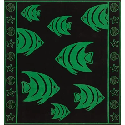 Abbildung von Delindo Lifestyle Frottee Strandtuch Tropical Fische grün XXL, 100% Baumwolle, Strandlaken ist 180x200 cm groß