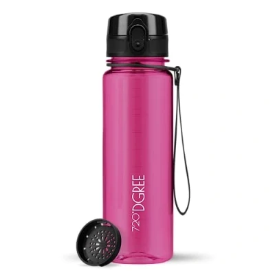 Abbildung von 720DGREE Trinkflasche 500ml “uberBottle“ crystalClear +Sieb BPA Frei, Auslaufsicher Für Kinder, Schule, Sport, Fitness Schmale Wasserflasche aus Tritan Leicht, Stoßfest, Wiederverwendbar