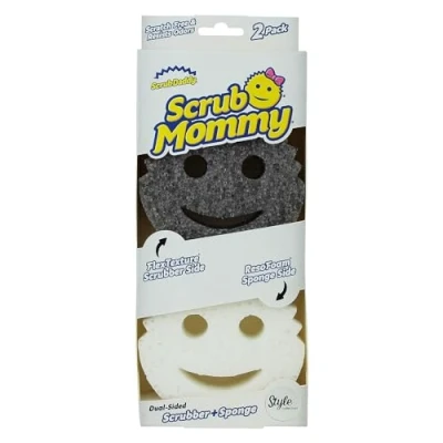 Abbildung von Scrub Daddy Mommy Putzschwamm, Topfreiniger Küchenschwämme, Putzmittel mit Texturveränderung, kratzfreier Spülschwamm, geruchsresistenter Smiley Schwamm, Geschirrschwamm 2er Pack Grau