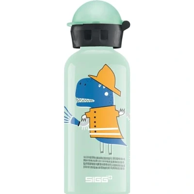 Abbildung von SIGG Alu Trinkflasche Kinder KBT Fire Dino Auslaufsicher &amp; Bruchsicher Federleicht BPA frei Klimaneutral Zertifiziert Sport Schule Weissgrün mit Feuerwehr Dinosorus 0,4L