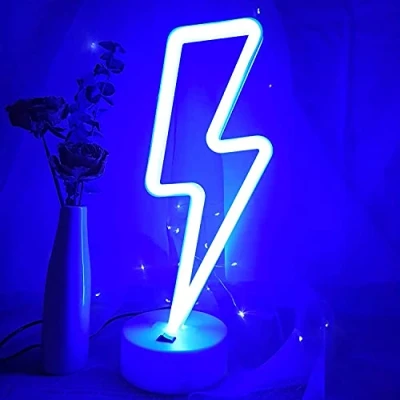 Abbildung von Aslanka Blitz Neonlicht, Basis Weihnachts USB/batteriebetrieben, Weihnachten, Geburtstag, Party, Wohnzimmer, Schlafzimmer, Tisch, Kindergeschenk, Lichtdekoration (blau)