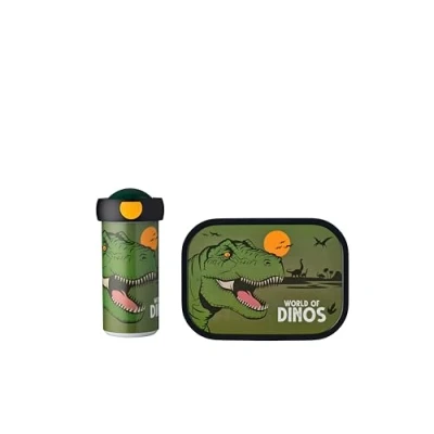 Abbildung von Mepal Lunch Set Campus für Kinder mit Verschlussbecher &amp; Box die Schule oder Unterwegs Spülmaschinenfest BPA frei 300 ml + 750 Dino