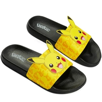 Abbildung von Pokemon Pantoletten Kinder Schlappen, Sandalen für Strand, Schwimmbad Geschenke Jungs (Gelb, 33 EU)