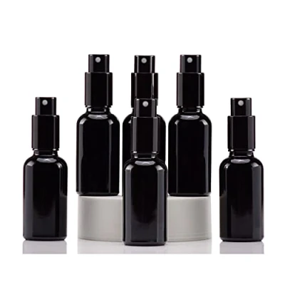 Abbildung von YIZHAO Schwarz Sprühflasche Glas 30ml, Klein mit [Zerstäuber], für Ätherisches Öle,Kosmetik, Apotheker, Reinigung,Aromatherapie, Massage, Haare 6Pcs