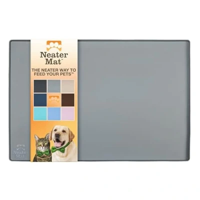 Abbildung von Neater Pet Brands Napfunterlage Hund und Katzen Wasserdicht Silikon Hundenapf Unterlage Futtermatte Schützt Böden vor Futter Wasser (61 cm x 40,6 cm, Grau)