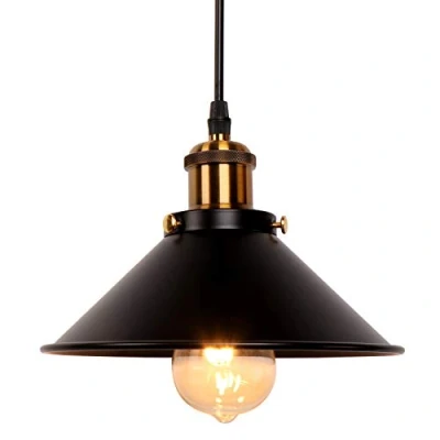 Abbildung von Newrays Vintage Retro Schwarz Pendelleuchte Schatten Loft Eisen Regenschirm Küchenbar Hängende Deckenleuchte