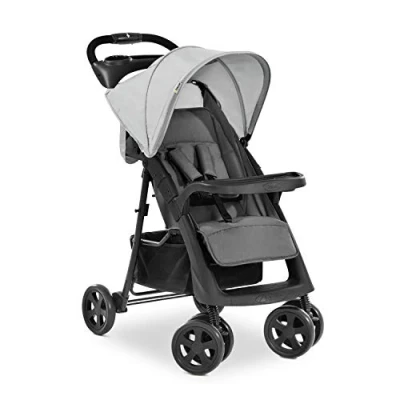 Abbildung von hauck Buggy Shopper Neo II mit 2 Getränkehalter und Snack Tablett, Einhändig Klein Faltbar, ab Geburt bis 22 kg Liegefunktion, Tasche im Verdeck, XL Korb 3 (Grey)
