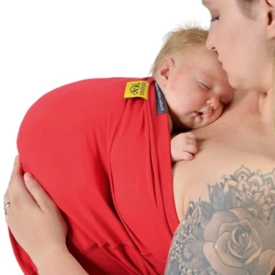 Abbildung von Hoppediz Baby Bonding Top für Geburt, Sectio und Wochenbett, Bio Qualität, rot XXL
