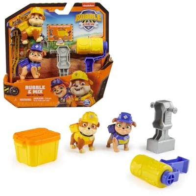 Abbildung von Rubble &amp; Crew Actionfiguren Set mit Mix Figur, 2 Bauspielzeugen und 85g Kinetic Sand Build it Sand, Spielzeug geeignet für Kinder ab 3 Jahren