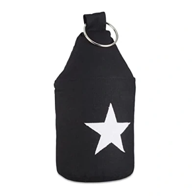 Abbildung von Relaxdays Türstopper Stern, Türpuffer Stoff, Türsack Boden, extra hoch, mit Griff, dekorativ, HxD: 23 x 11 cm, schwarz, Baumwolle, Sand, Metall, 1 Stück