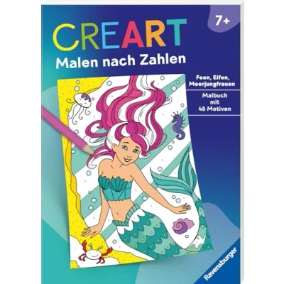 Abbildung von Ravensburger CreArt Malen nach Zahlen ab 7: Feen, Elfen, Meerjungfrauen, Großes Malbuch, 48 Motive