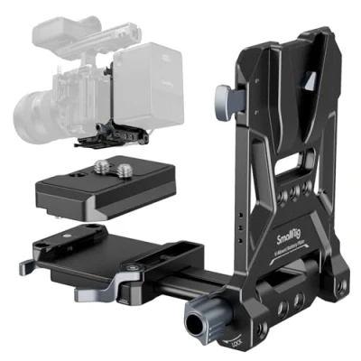 Abbildung von SMALLRIG V Mount Battery Plate, Lock Akku Montageplatte mit doppelter Schnellwechselplatte für Arca Swiss, kompakte und faltbare L förmige Akkuplatte DSLR Kamera, Gimbals, Stativ 4064B