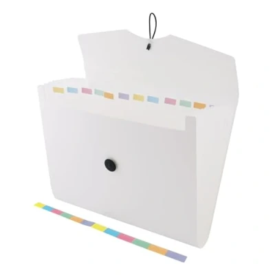 Abbildung von D.RECT 5580 Fächermappe Ordnungsmappe erweiterbar Dokumentenmappen 12 Fächer A4 Weiß