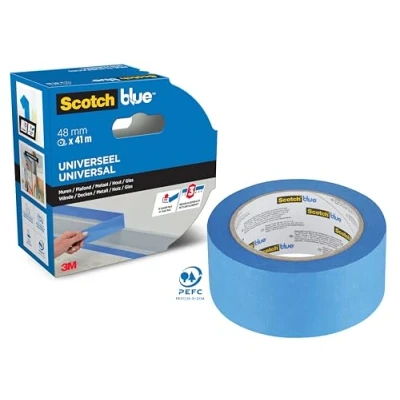 Abbildung von ScotchBlue Premium Malerkrepp Universal, 48 mm x 41 m Scotch Klebeband für Malerarbeiten und Dekoration zum Streichen, Lackieren, Renovieren Abklebeband/Kreppband 70% PEFC