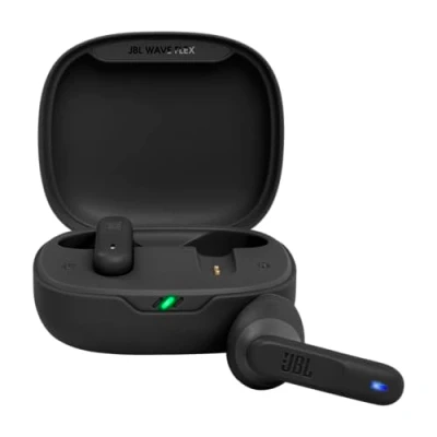 Abbildung von JBL Wave Flex Kabellose In Ear Ohrhörer mit IP54 und IPX2 Wasserdichtigkeit TalkThru AmbientAware Technologie 32 Stunden Akkulaufzeit Schwarz