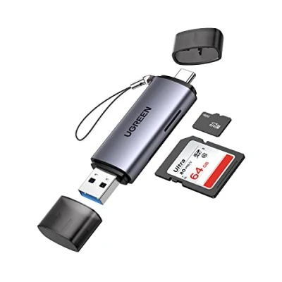 Abbildung von UGREEN Sd Kartenleser USB 3.0 C Dual Stecker Kartenlesegerät Card Reader Speicherkartenleser Karten Adapter Kompatibel mit iPhone 16 Serie/Android/Windows/macOS usw (Grau)