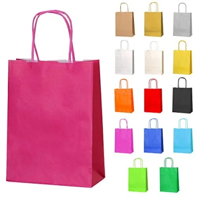 Abbildung von Thepaperbagstore 10 Papiertüten für Partys und Geschenke mit Griffen Fuchsia 180x220x80mm