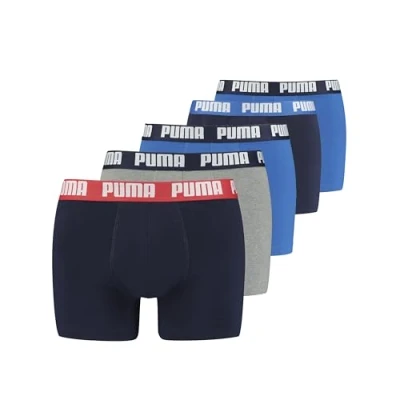 Abbildung von Puma Herren Boxer Unterwäsche, Blau/Grau, S (5er Pack)