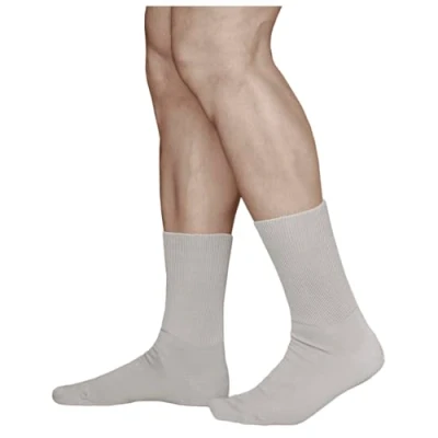 Abbildung von vitsocks Herren Diabetikersocken extra weit ohne Gummi Bund Socken (3 PAAR) Breiter Schaft für geschwollene Füße, Baumwolle, grau, 44 46