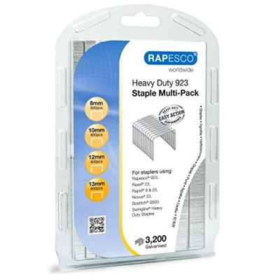Abbildung von Rapesco 1246 923 verzinkte Heftklammern Multipack: 8mm, 10mm, 12mm und 13mm, 3200 Stück