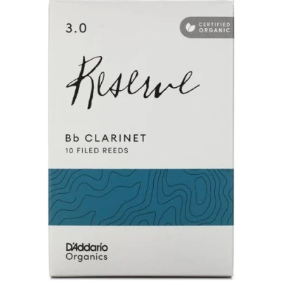 Abbildung von D&#039;Addario Organisch Reserve Bb Klarinettenblätter Rohrblätter für Klarinette Das erste und einzige Bio Schilfrohr 3.0 Stärke, 10 Packung