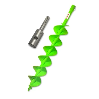 Abbildung von WERHE Profi Bohrer für Erdbohrer 120 mm Doppel Welle Pfahlbohrer Brunnenbohrer robuste Bohrspitze mit SDS Plus Adapter