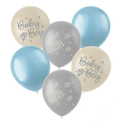 Abbildung von Folat 24987 Shower Deko, Babyparty, Blau, WeißLatexballons Blooming Baby Boy 33 cm 6 Stück, Mehrfarbig