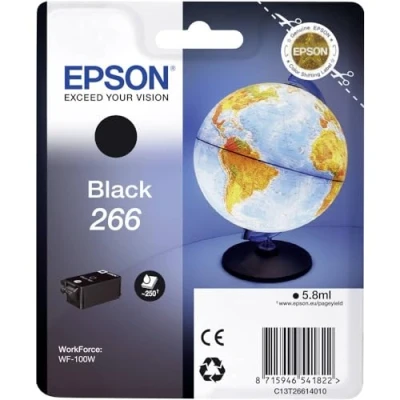 Abbildung von Epson Original 266 Tinte Globus, WF 100W 110W, wisch und wasserfeste Pigmenttinte (schwarz)