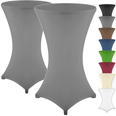 Abbildung von Gräfenstayn 2er Set Stretch Stehtischhusse Diana mit Öko Tex Siegel, Verstärkung im Fußbereich, in vielen Farben und Größen Ø60 65cm / Ø70 75cm Ø80 85cm (Anthrazit, 75cm)
