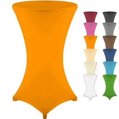 Abbildung von Gräfenstayn® Stretch Stehtischhusse Diana mit Öko Tex Siegel, Verstärkung im Fußbereich, 40C Maschinenwäsche in vielen Farben und Größen Ø60 65cm / Ø70 75cm Ø80 85cm (Orange, 65cm)
