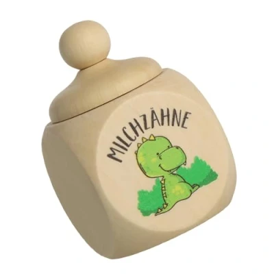 Abbildung von Spruchreif Milchzahndose aus Holz mit Deckel und UV Druck Zahndose für Milchzähne kleines Geschenk Zahnfee