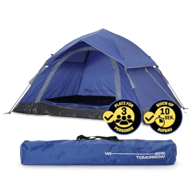 Abbildung von Lumaland Camping Zelt Leichtes Pop Up Wurfzelt 2 3 Personen Kuppelzelt Trekking &amp; Festival Igluzelt Sekundenzelt Wasserdicht 210x190x110cm Ideal auch als Strand Wind Sonnenschutz [Gelb]