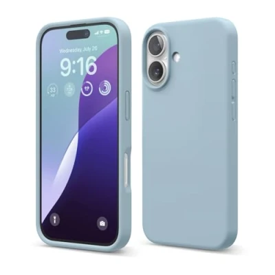 Abbildung von elago Premium Liquid Silikon Hülle Kompatibel mit iPhone 16 Hülle, Ganzkörper Handyhülle, Stoßfest, Schlanke Kratzfester weicher Mikrofaser Innenfutter, 6.1 Zoll (Himmelblau)