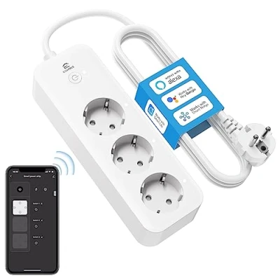 Abbildung von Eightree Smart Wlan Steckdosenleiste mit 3 AC Anschlüsse, Mehrfachsteckdose Stromverbrauch &amp; Fernsteuerung, funktioniert Alexa, Google Home, SmartThings Sprachsteuerung, 16A, 1.5M