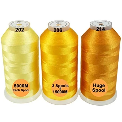 Abbildung von New brothread 3er Set Verschiedene Gelb Farben Polyester Maschinen Stickgarn Riesige Spule 5000M für alle Stickmaschine