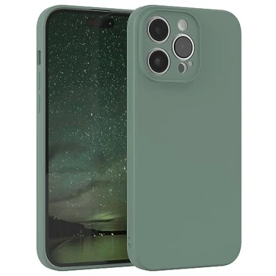 Abbildung von EAZY Case Silikonhülle für iPhone 14 Pro Max Hülle Silikon Grün weich stoßfeste Handyhülle Schutzhülle mit Kameraschutz Dünn Premium Schutz Cover TPU Phone Bumper Dunkelgrün