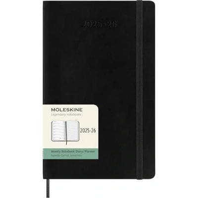 Abbildung von Moleskine Wochen Notizkalender 2025 2026, 18 Monats Wochenplaner mit Notizplatz, Weiche Einband und Gummiband, Großformat 13 x 21 cm, Schwarz