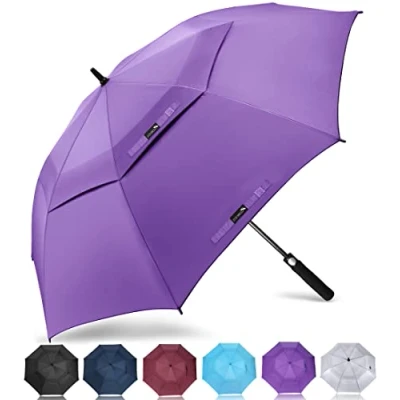 Abbildung von ZOMAKE Regenschirm Sturmfest Groß,XXL Golf Umbrella Stockschirm mit Auf Zu Automatik für Herren Damen Travel Schirm Tragegurt(Violett)