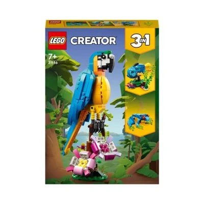 Abbildung von Lego 31136 Creator 3in1 Exotischer Papagei, Frosch und Fisch Ostergeschenk Dschungel Tier Figuren Bauspielzeug, kreatives Osterdeko Spielzeug für Kinder ab 7 Jahren zu Ostern 2023